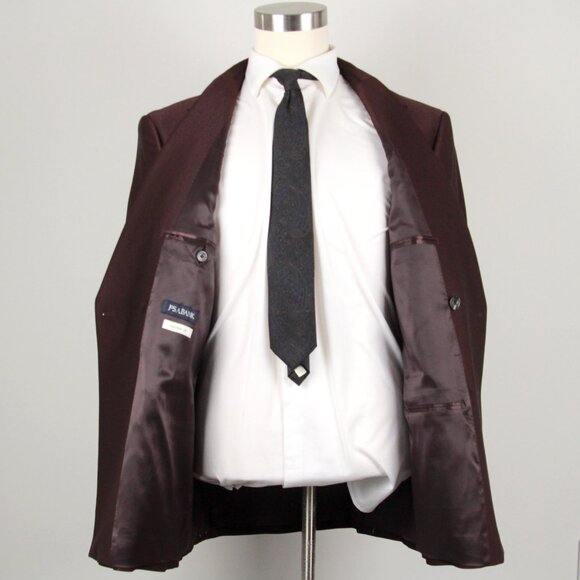 Jos A Bank Double Breasted Dinner Jacket Blazer 44L Tailored Fit Burgundy E03203 - Picture 8 of 10